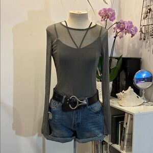 H&M small sparkly grey mesh long sleeve